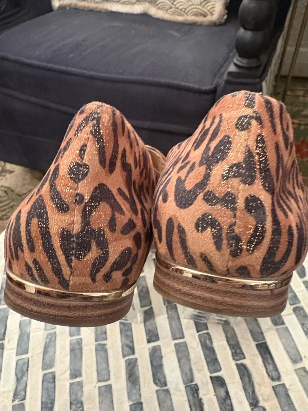 Alex Marie Metallic Leopard -Print Slip-On‎ Loafers size 7
